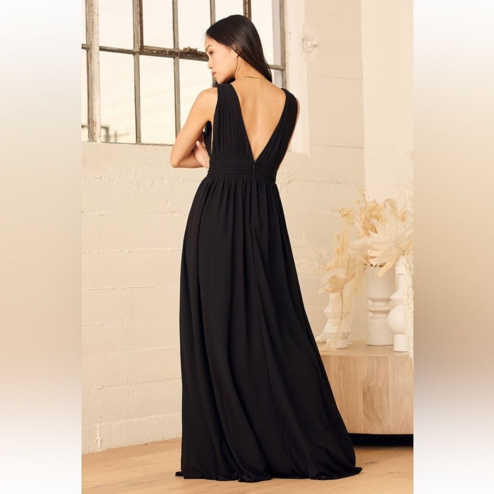 Lulus black maxi wedding guest dress
